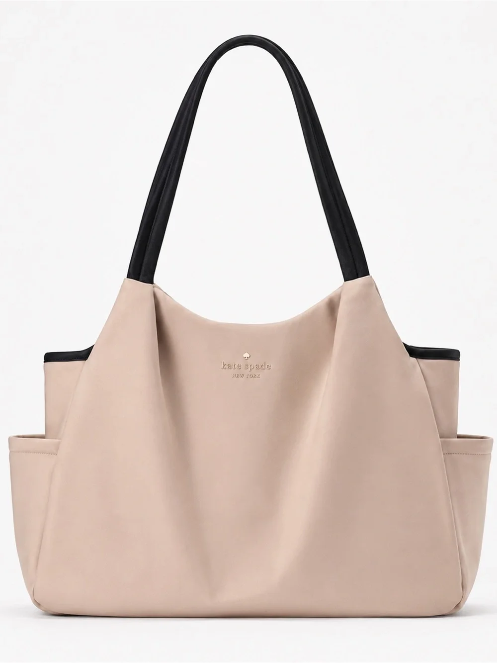 kate spade beige and black color block Chelsea diaper bag tote MSRP $399